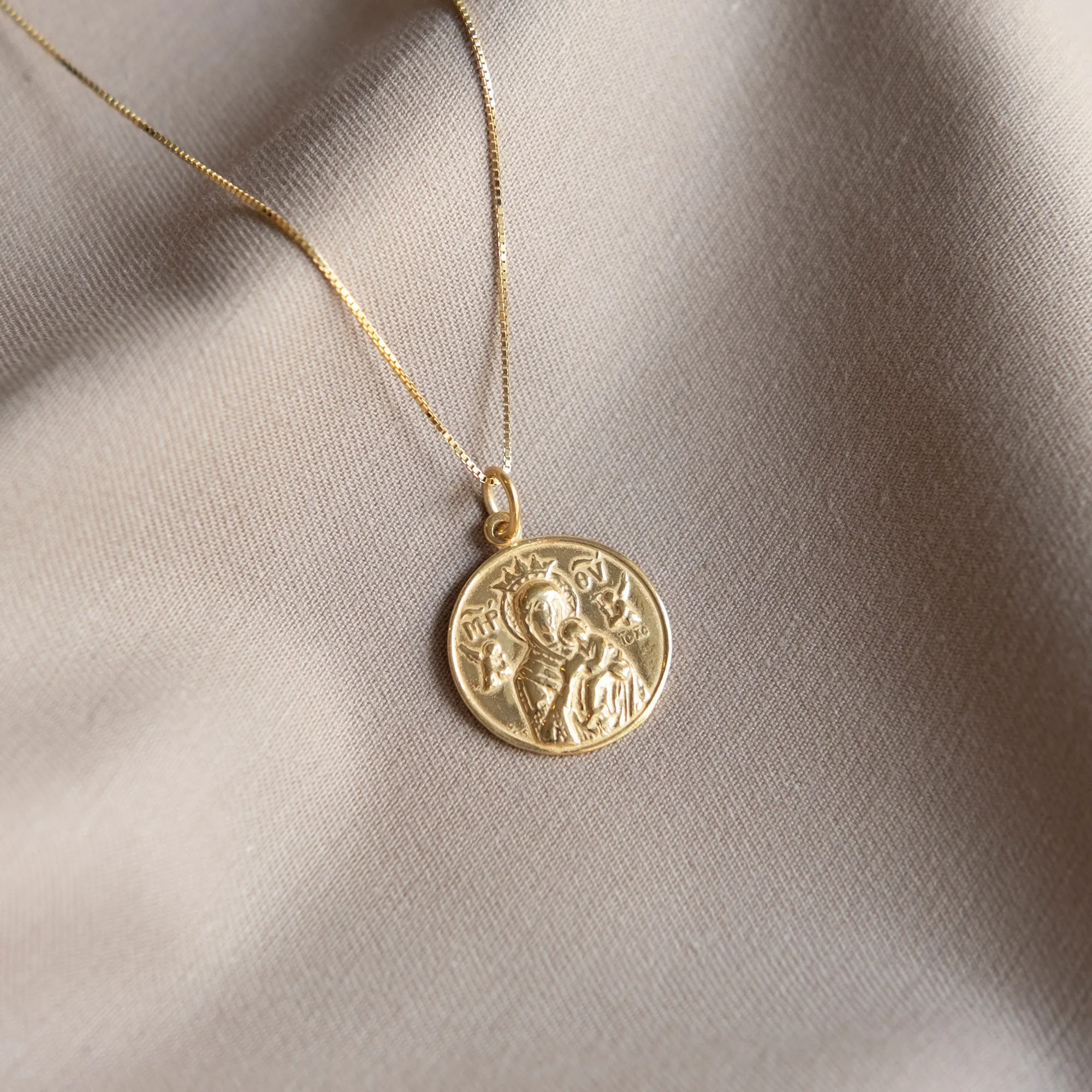 St Christopher and Madonna and Child Gold Pendant