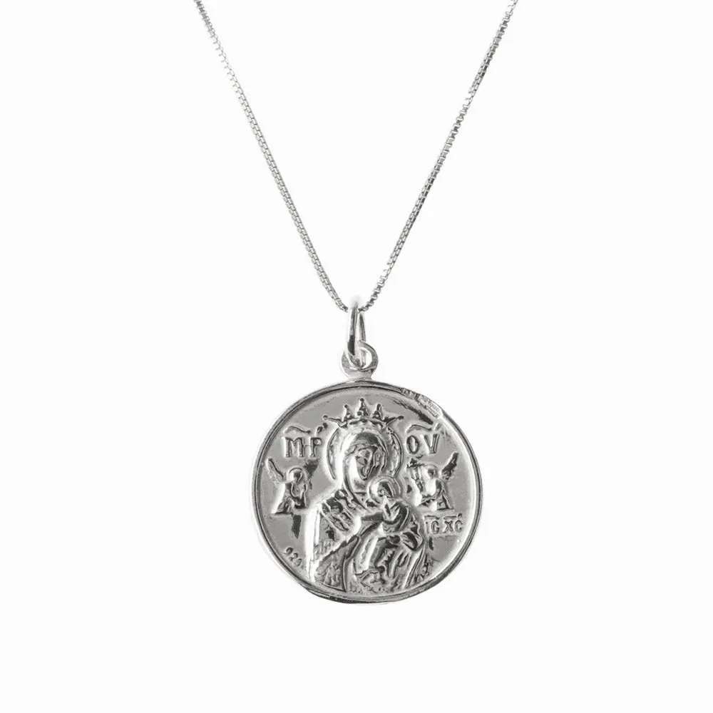 St Christopher and Madonna and Child Silver Pendant