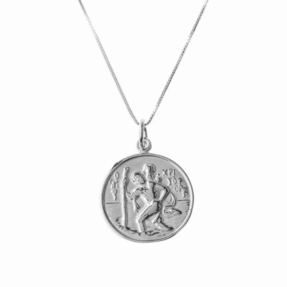 St Christopher and Madonna and Child Silver Pendant