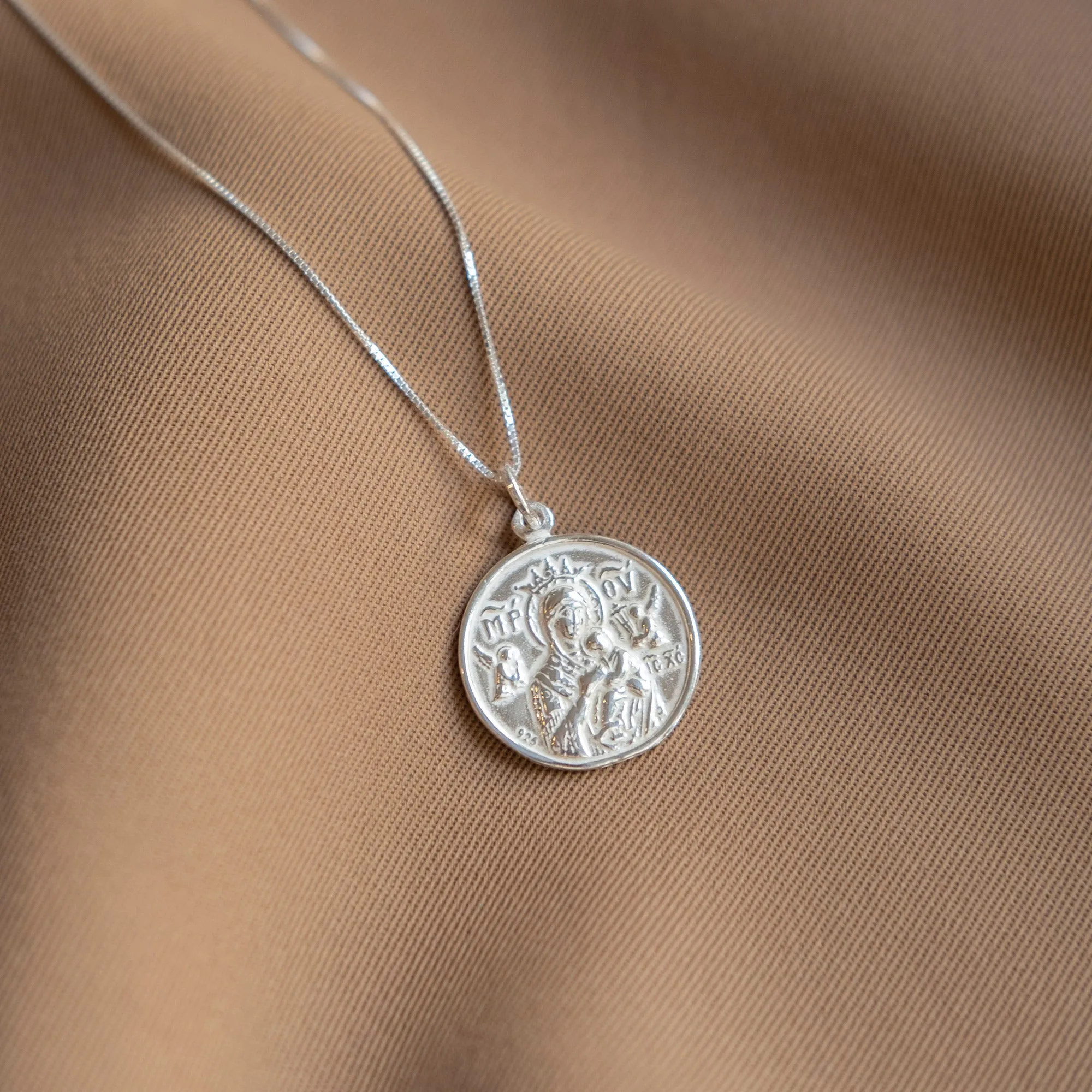 St Christopher and Madonna and Child Silver Pendant