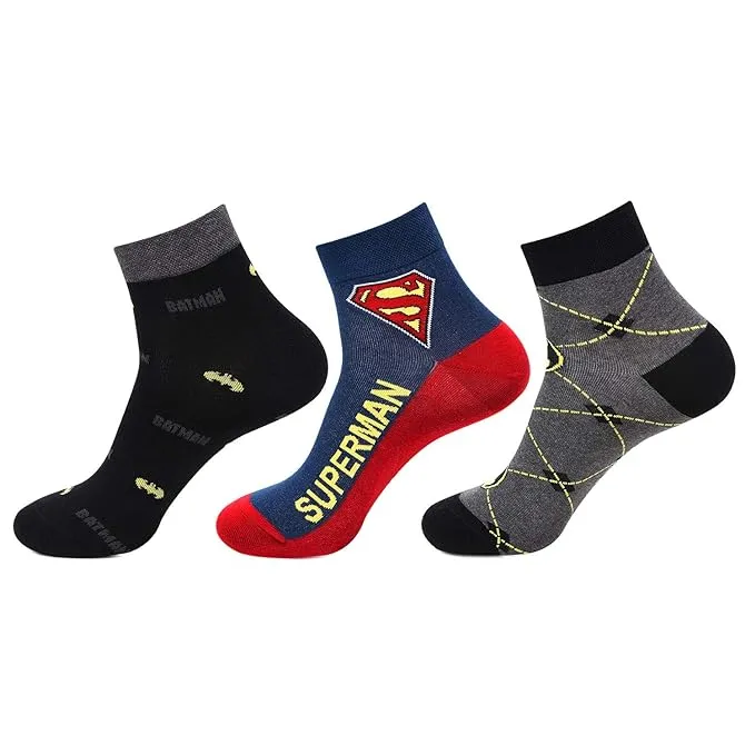 Superman and Batman Men's Ankle Socks - Pack of 3