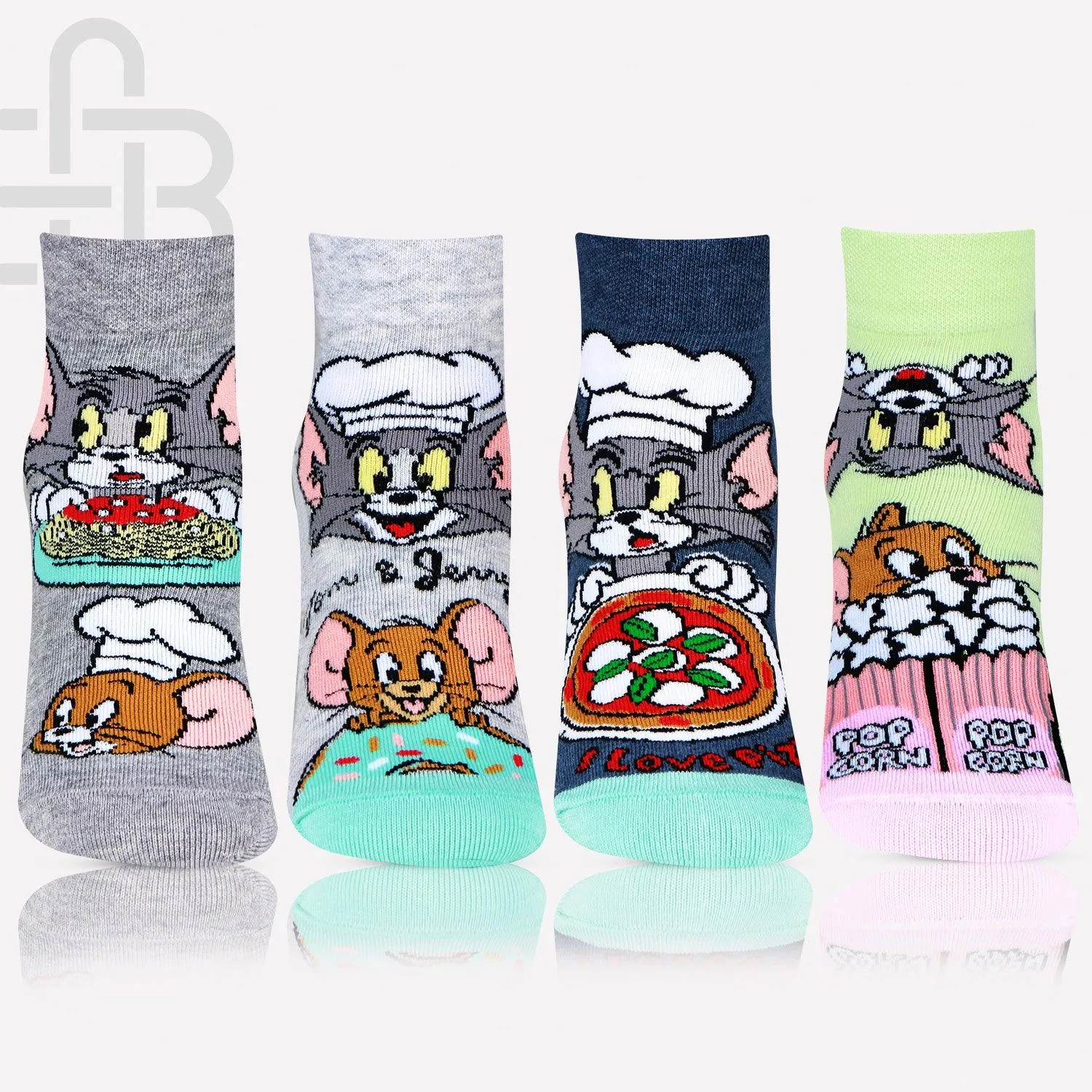 Tom & Jerry Anklet Cotton Socks for Kids - Pack of 4