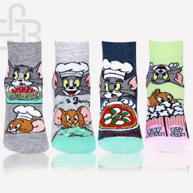 Tom & Jerry Anklet Cotton Socks for Kids - Pack of 4