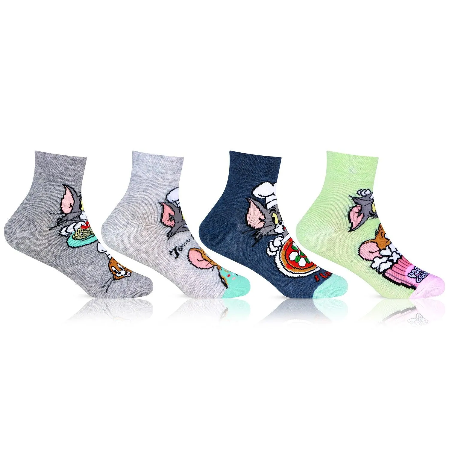 Tom & Jerry Anklet Cotton Socks for Kids - Pack of 4