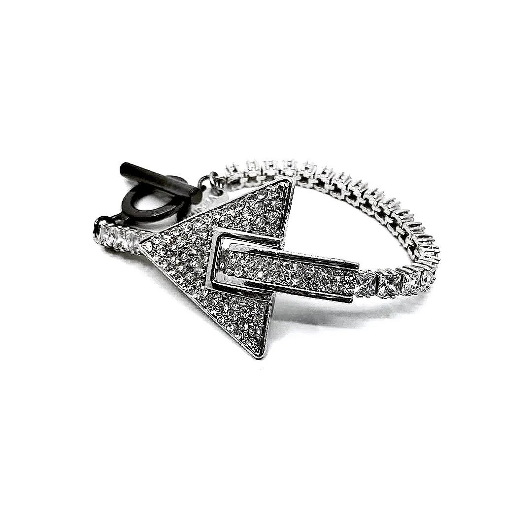 TRIANGLE CRYSTAL EMBELLISHED ZIRCON CHAIN BRACELET